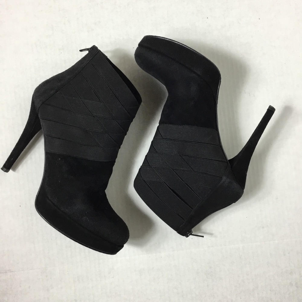 Stuart Weitzman Platform Suede and Elastic Bootie